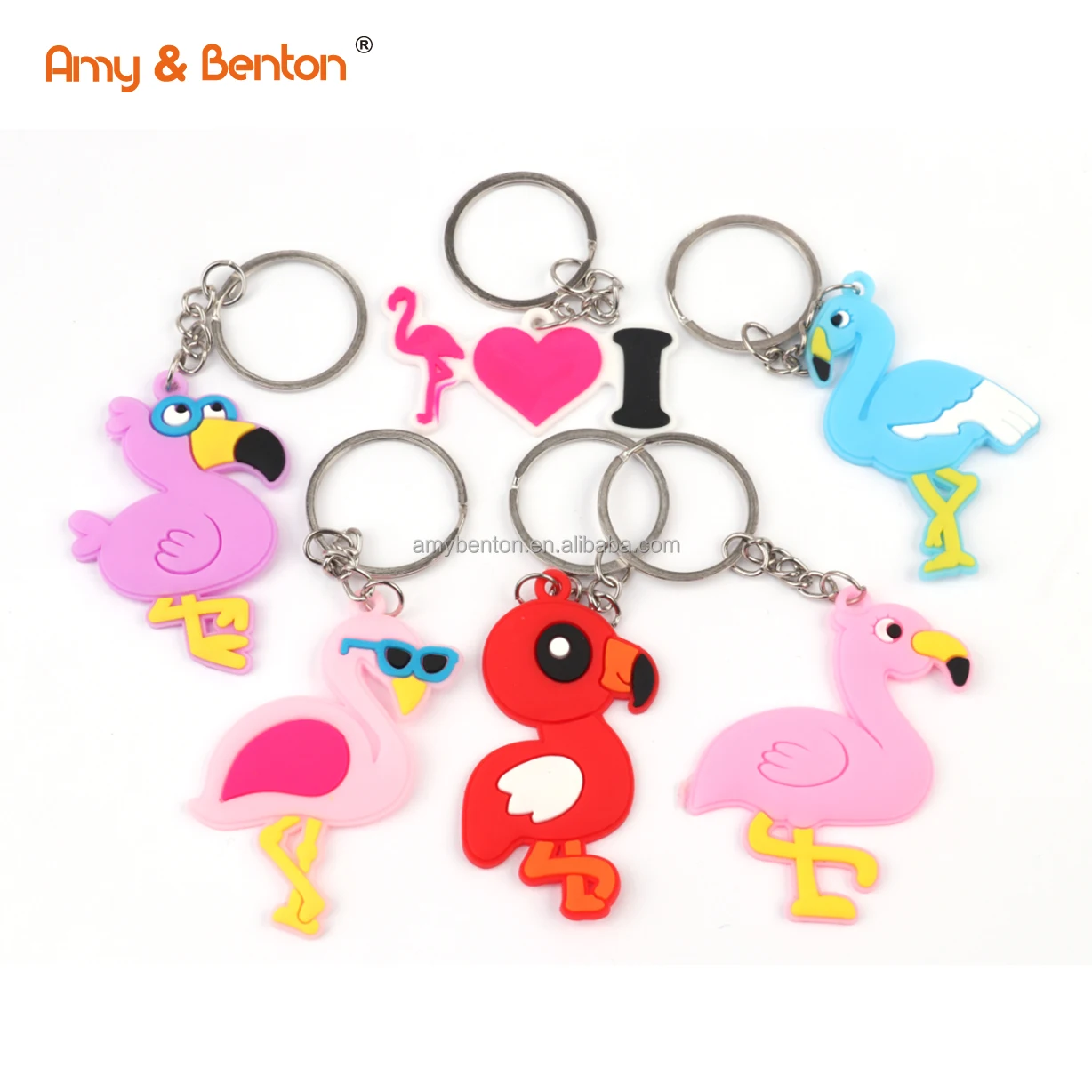 OEM PVC Pink Flamingo Keyring Keychains Party Favor for Wedding Guest Return Gift, Hawaii Themed Party, Baby Shower, Birthday