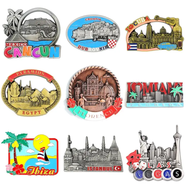 Custom Polyresin Paris Tin Metal 3D Printing Different Countries Refrigerator Magnet Souvenir Portugal Lisbon Fridge Magnet