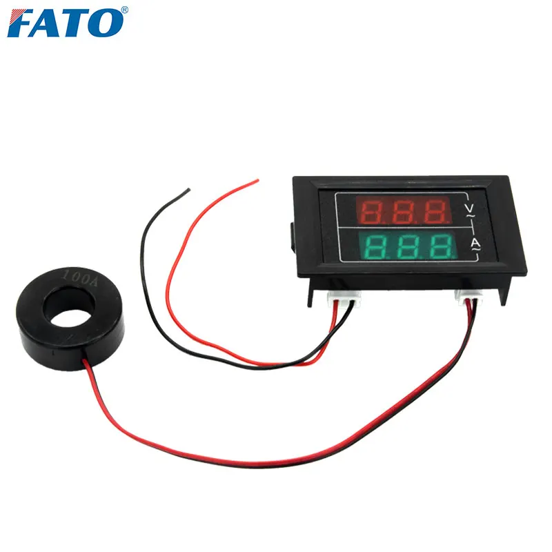FATO D85 Digital Display Meter Panel High Precision 2 in 1 AC Voltmeter Ammeter Voltage Dual Display 60-500V