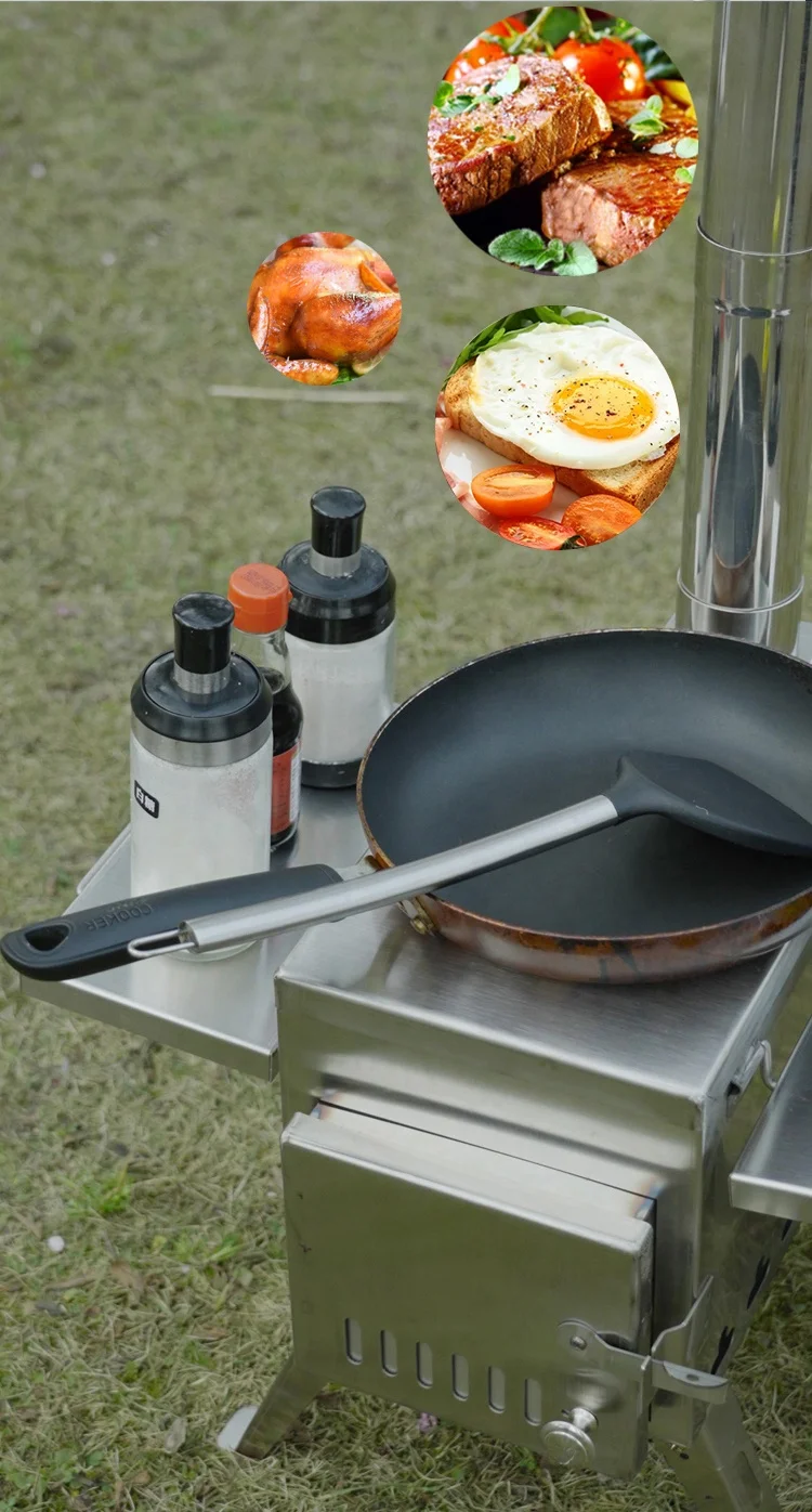 Barbecue Smoke Stove Rack Portable Folding Camp Outdoor Mini Wood Burning Cooking Smokeless Indoor Biomass Wood Sawdust Pellets