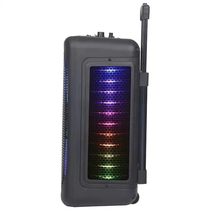 M 8-Inch Trolley Speaker Bluetooth DJ Loud Speaker Portable Wireless Outdoor Speaker with RGB LED Lighting