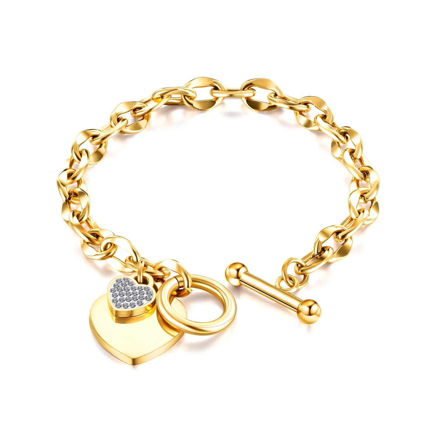 Sidan INS Fashion Heart Diamond Bracelet Titanium Steel Couple Custom Name Text Bracelet Women OT Chain