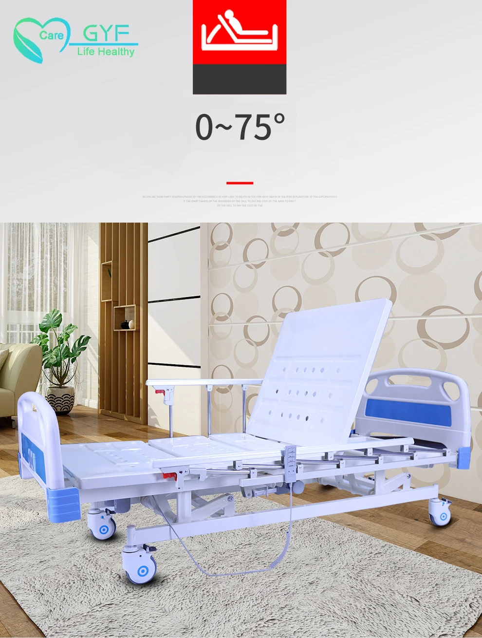 Medical equipment 5 functions electric ICU bed 4 motor medical bed