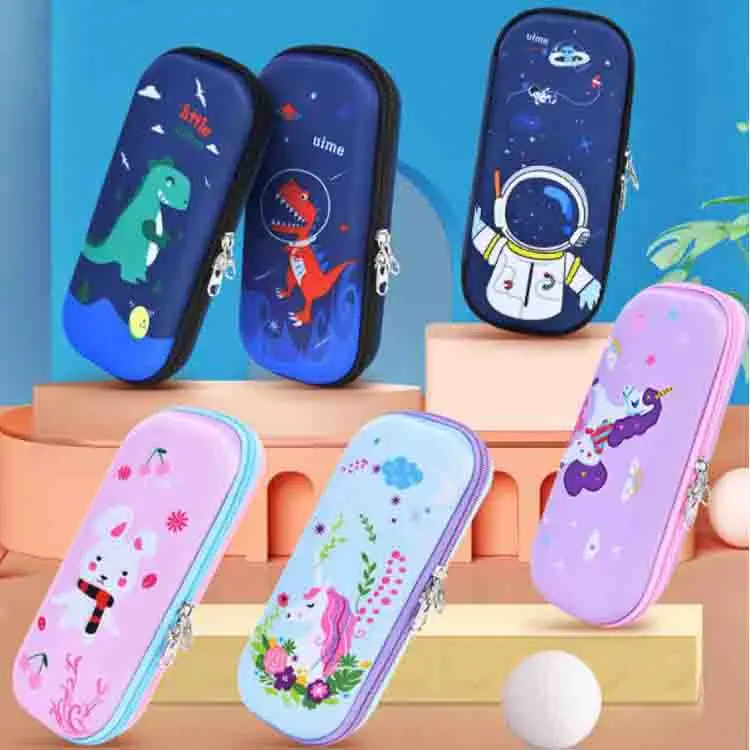 
Wholesale Various Hard Cover Designs Double Zipper Washable Cute Cartoon Nylon EVA Custom School Kids Pencil Case 