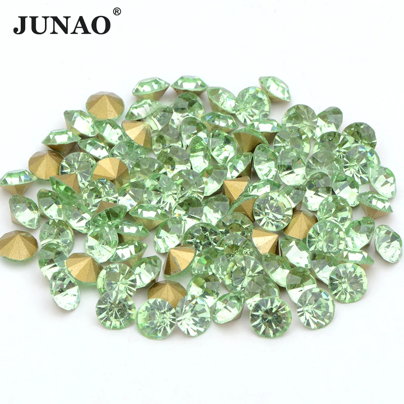 JUNAO Best Selling Bulk Glass Rhinestones Diamond Wholesale Price SS1-SS38 Pointback Glass Crystal DIY Chaton Nail Round Strass