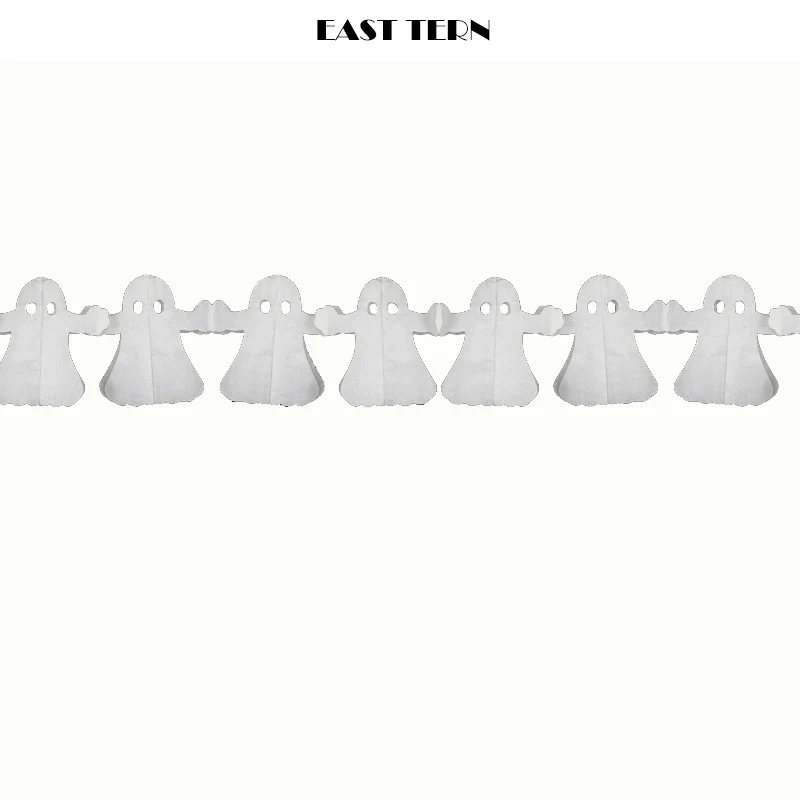 EAST TERN Halloween Tissue Paper Garland Party Decoration Hanging Backdrop pumpkin, ghost, human skeleton, spider and bat