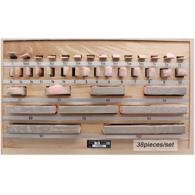 Rectangular 0Grade 38pieces Measuring Tools Steel Slip Gauge Inspection Block Gauge Set