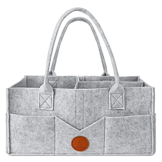 Portable Large baby bag diaper caddy tote With the handle felt baby diaper caddy bag organizer