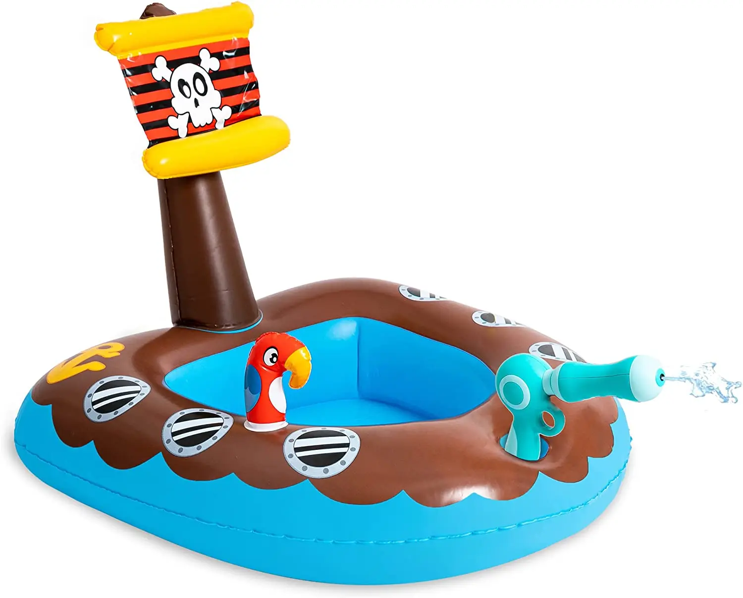 Summer Party Water Blaster Inflatable Pirate Boat Baby Float with Squirt Gun Inflatable rider for Kids