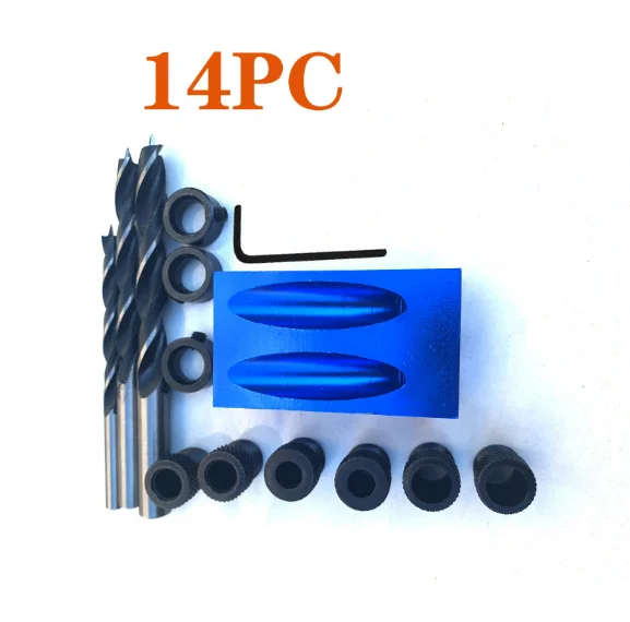 Hicen Woodworking Doweling Jig Kit Handheld Wood Dowel Drilling Guide, Drill Guide Metal Sleeve Wood Drilling Doweling Hole Tool