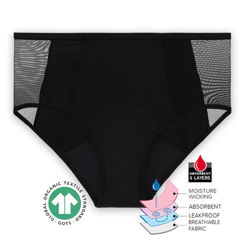 Женские ажурные сексуальные менструальные трусики, моющиеся непротекаемые трусики для критических дней