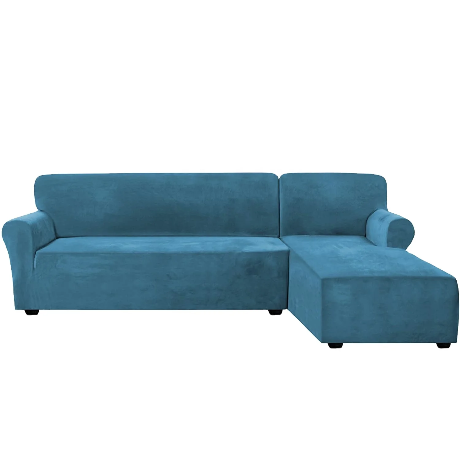 5 Seater 7 местный в форме буквы L Угловой одноцветные квалифицированных эластичный растягивающийся секционный диван-крышка