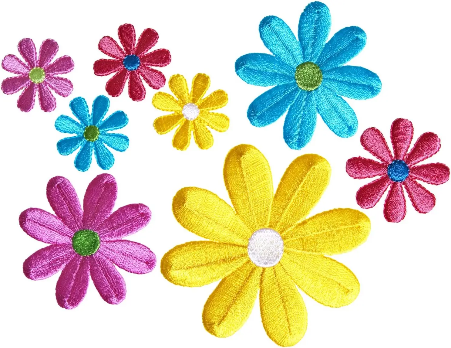 Wholesale Sewing Small Heat Press Large Readymade Flower Rose Floral Anime Applique Patches Embroidery For Hats Clothes Jeans