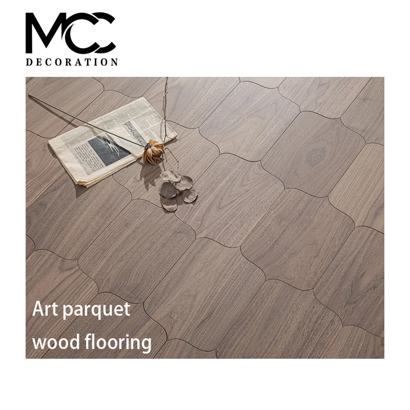 Customized making Solid oak wood multilayer shaped parquet flooring personalized art parquet flooring