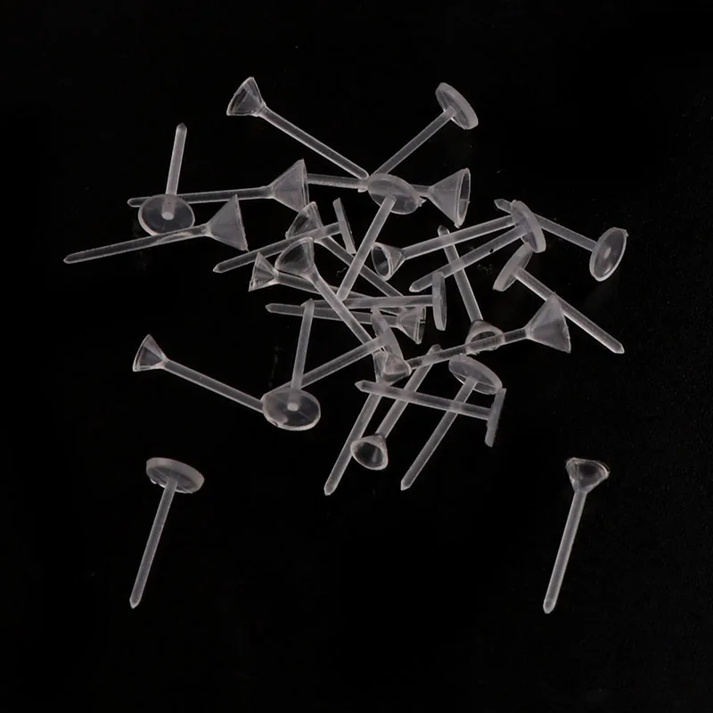 Transparent Flat&Rubber Earring Pin Without Backs Earring Plugs Stud topper Back Plugs DIY Charms Connectors Jewelry Findings