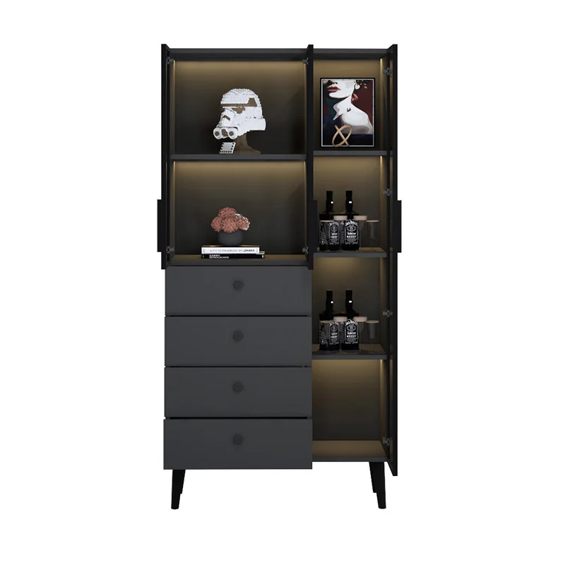 Home Furniture Living Room Aluminum Wine Cabinet Floor Bar Cabinet Home Hotel Wine Rack Restaurant Storage Display Shelf