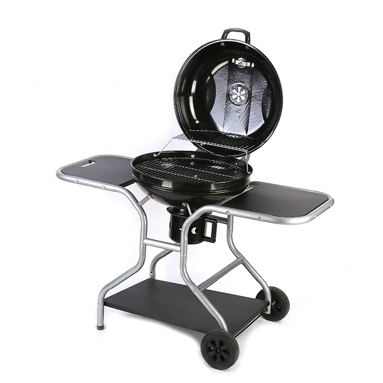 Camping Trolley Barbecue Grill Outdoor Portable Foldable Charcoal BBQ Grill with Trolley