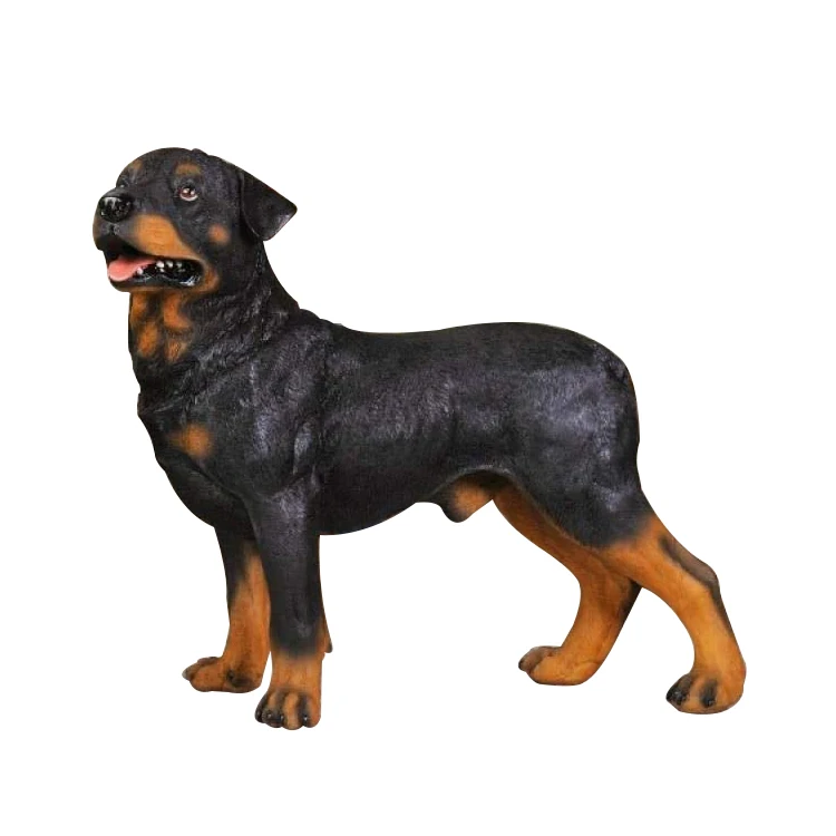 Realistic animal figurine simulation dog decoration resin rottweiler statues, life sized dog sculpture%