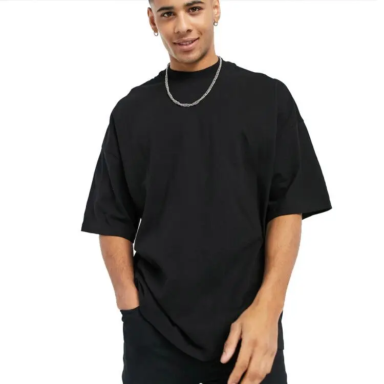 OEM/ODM high quality O neck tshirts private label 100% cotton custom printing hip hop tshirt drop shoulder oversized t shirt