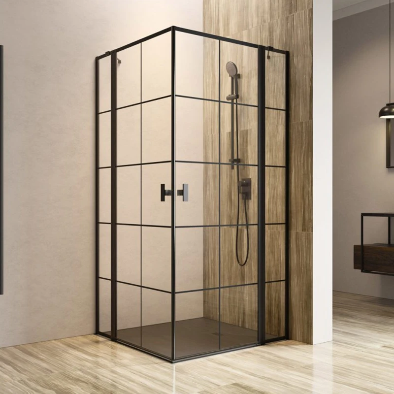 10cm Adjustment Commercial Premium Corner Entry Easy Sliding Shower Door 6mm Tempered Glass Shower Room