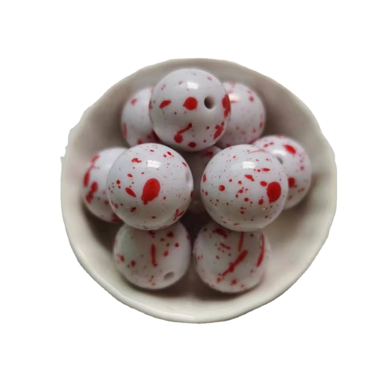 Wholesale 20mm Loose Rainbow Spot Spray Paint Round Splatter Print Acrylic Beads