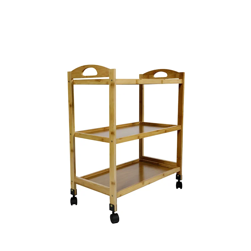 Трехслойная бамбуковая тележка для овощей, кухонная стойка для хранения, Кухонная Тележка