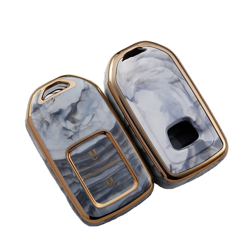 Compatible with Grace Accord IX 2015-2019 TPU Marble Key Case with 3 Buttons Customizable Logo Keyless Remote Key Cover