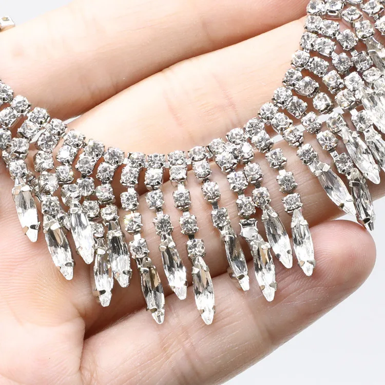 crystal rhinestones trim gold metal chandelier crystal chain