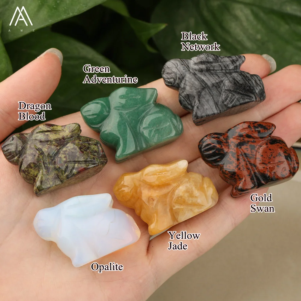 1.5 Inches Carved Gemstone Rabbit Wholesale Animal Figurine Decor