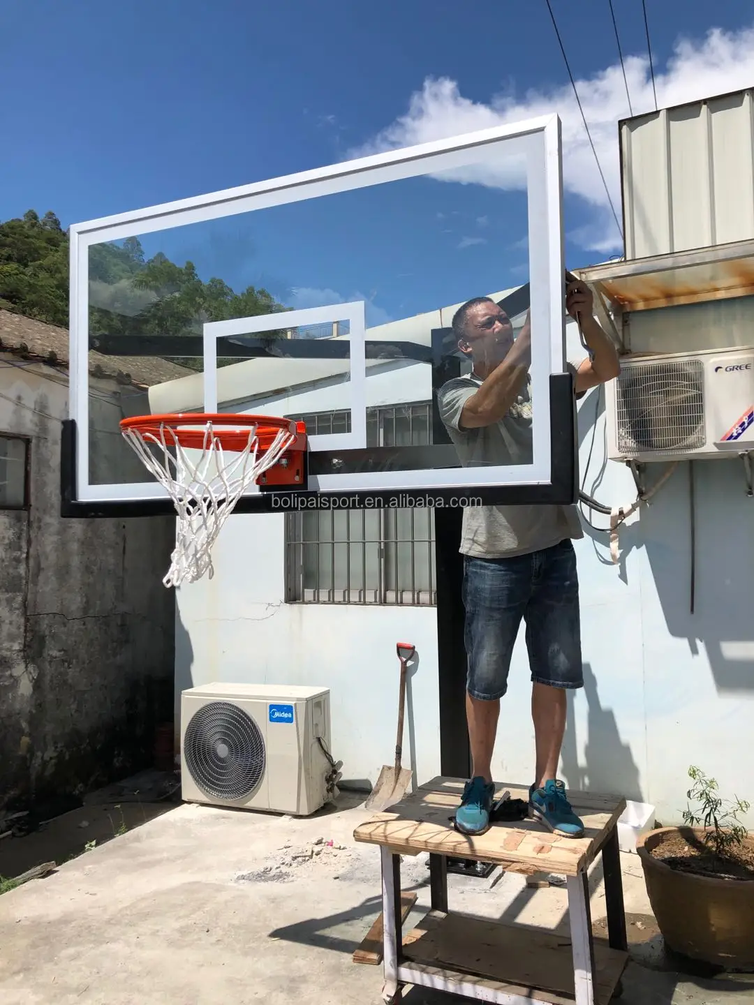 Factory molten basketball equipment inground steel basketball hoop for training