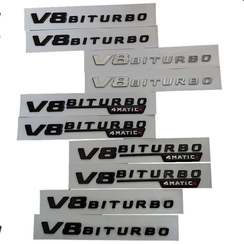 Wholesaler Firmly pasted 2pcs BITURBO 4matic Letters Fender Emblems Badges Fit metallic logo for car for Mercedes Benz AMG