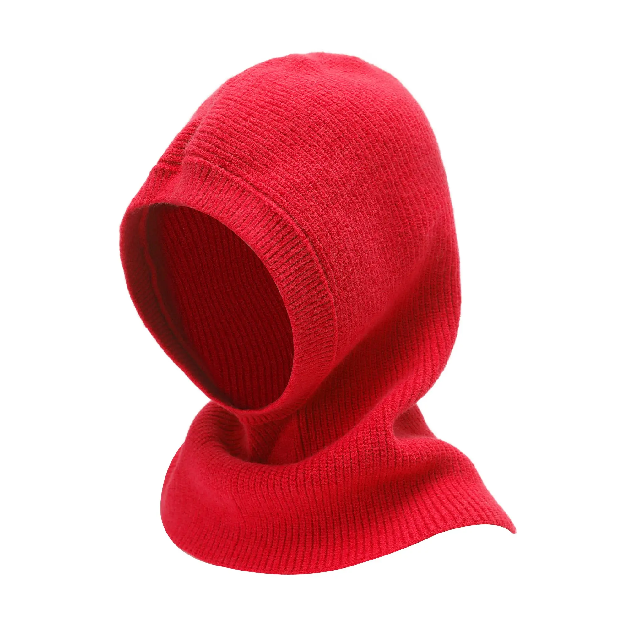 Winter Knitted Hat Windproof Hooded Scarf 1 hole head cover  Balaclava Beanie hat and scarf 2 in 1