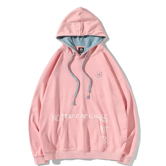 wholesale 2021 spring design peach blossom print loose casual fashion cotton pullover oversized hoodie unisex