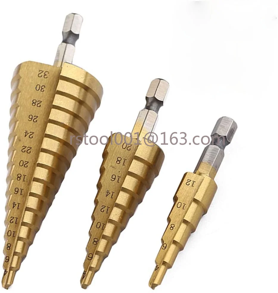 3pcs HSS Titanium Drill Bit 4-12 4-20 4-32 Drilling Power Tools Metal High Speed Steel Wood Hole Cutter Cone Drill