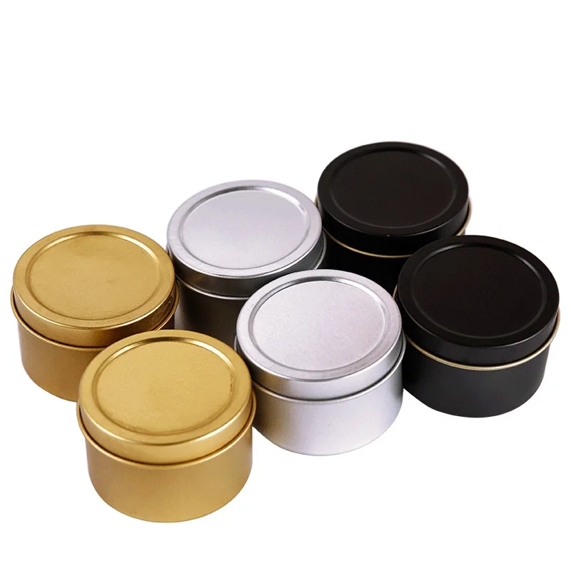 Wholesale round seamless 4 oz 6 oz 8 oz candle tin can container metal candle tin jar box with lid