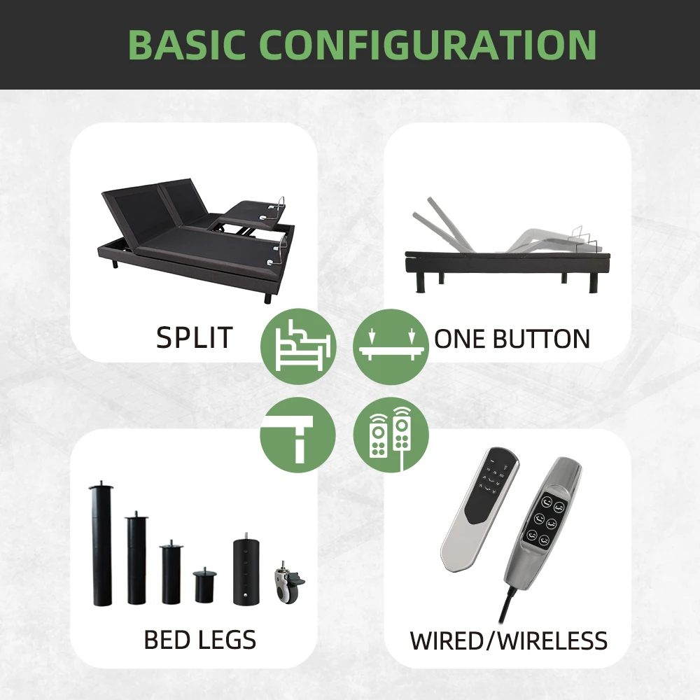 factory wholesale Electric Adjustable Beds Base Modern King Size Home Furniture Bedroom Furniture Flat Soft Bed Frame bunk bed