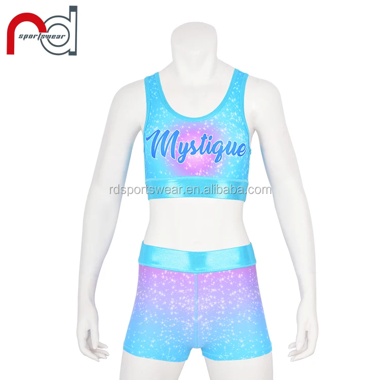 Custom Children Girls Cheerleading Practice Wear Cheer Top And Shorts Gymnastics Training Dance Team Wear
