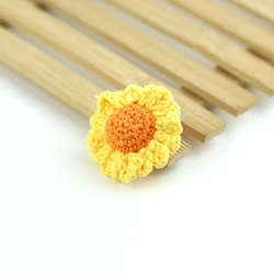yellow crochet sunflower 3D crochet flower handmade sew on flower DIY clothing hairband  bag accessories