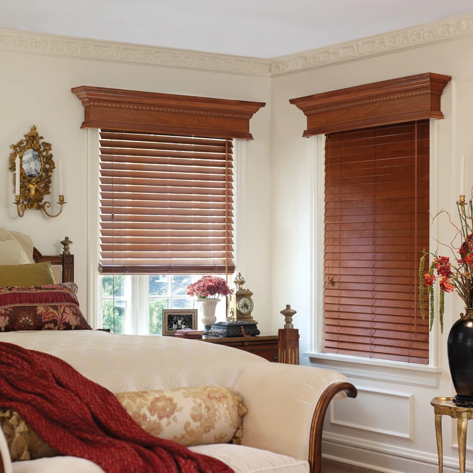 
35mm Timber Venetian Automated Wooden Day Night Shutter Slat Blinds 