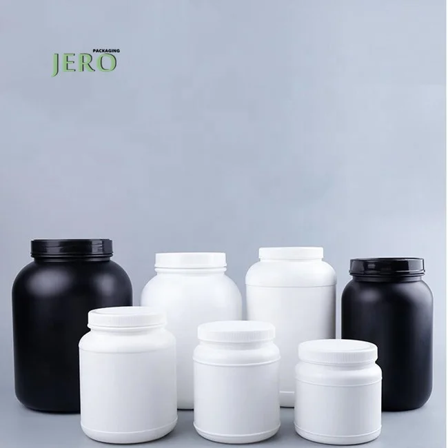 5LB 3.8LB HDPE Empty Plastic Food Supplement Container BPA Free Protein Powder Bottle Black Whey Protein Powder Jars