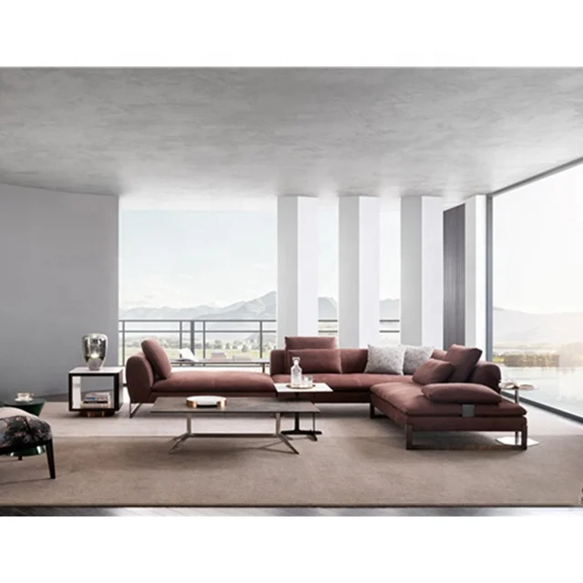 Luxury Simple Nordic Style Modern Design High End Genuine Leather 3 Seats Lounge Corner Sofa Couch Living Room Sofas For Home
