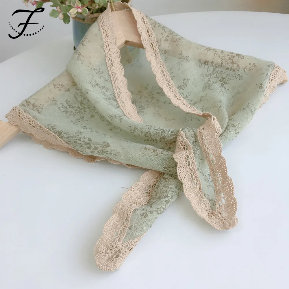 FIONA Custom Sweet Crochet Cotton Triangle Scarf Hollow Summer Scarves Solid Color Plain Crochet Shawls Triangle Scarf