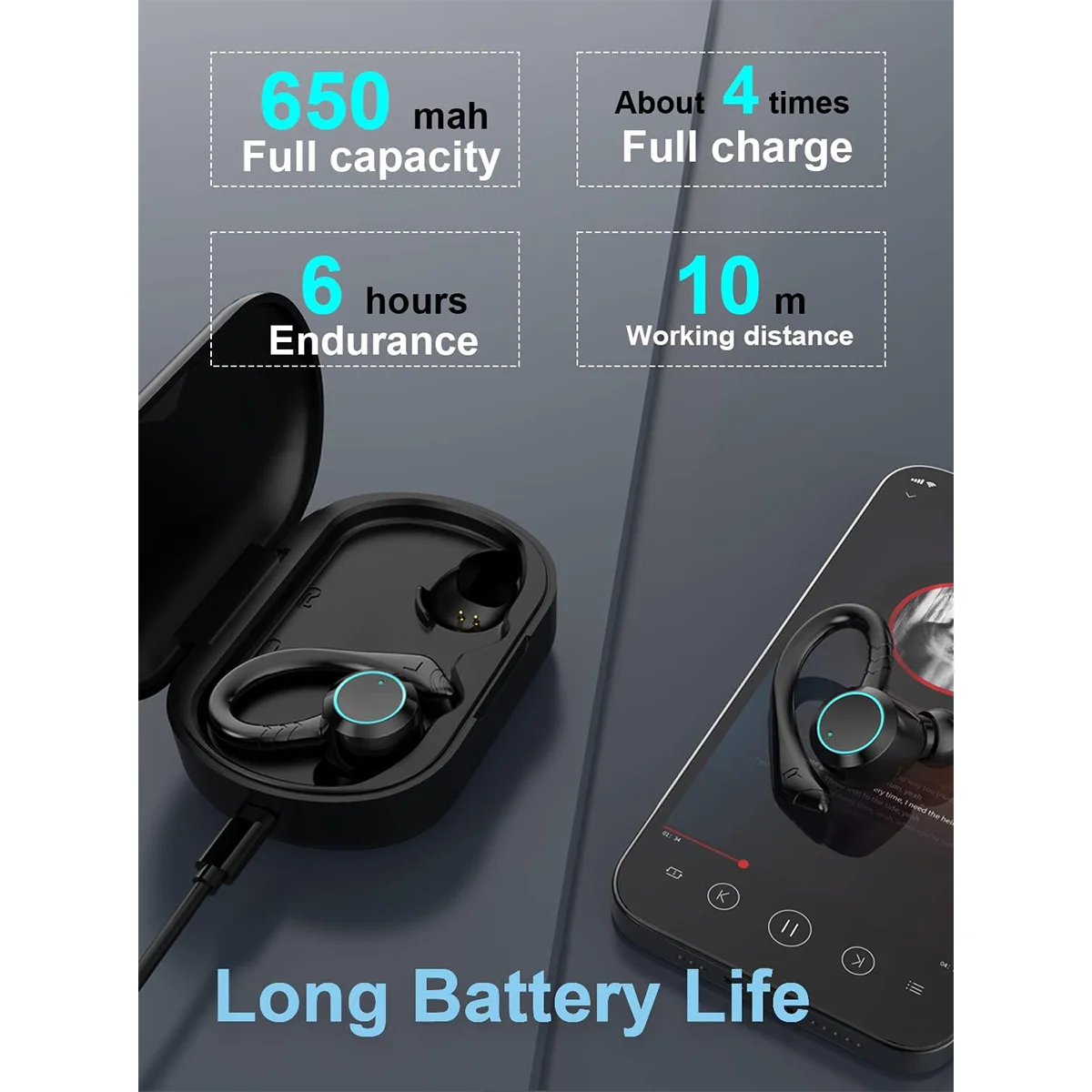 Wireless Earbuds Headphones Charging Case True Wireless Earbuds Earbuds Noise Cancelling with Microphone for Outdoor Running