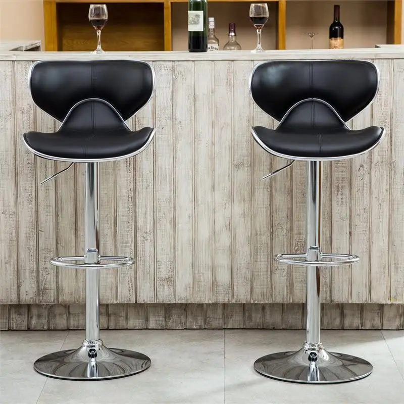 High Bar Chair Stool Shell Back Minimalist Bar Chairs Modern Adjustable Swivel Bar Stool Chair For Kitchen