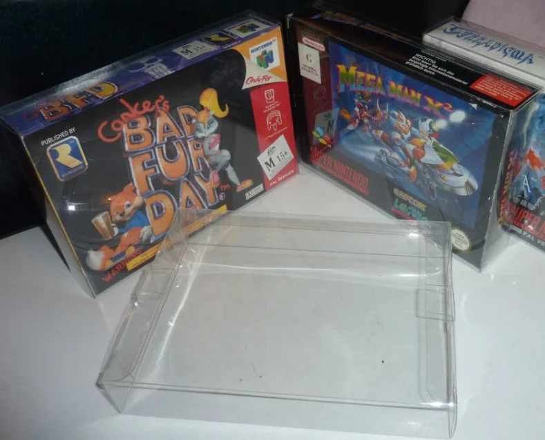 Пользовательская Прозрачная ПВХ защитная коробка для видеоигр SNES N64