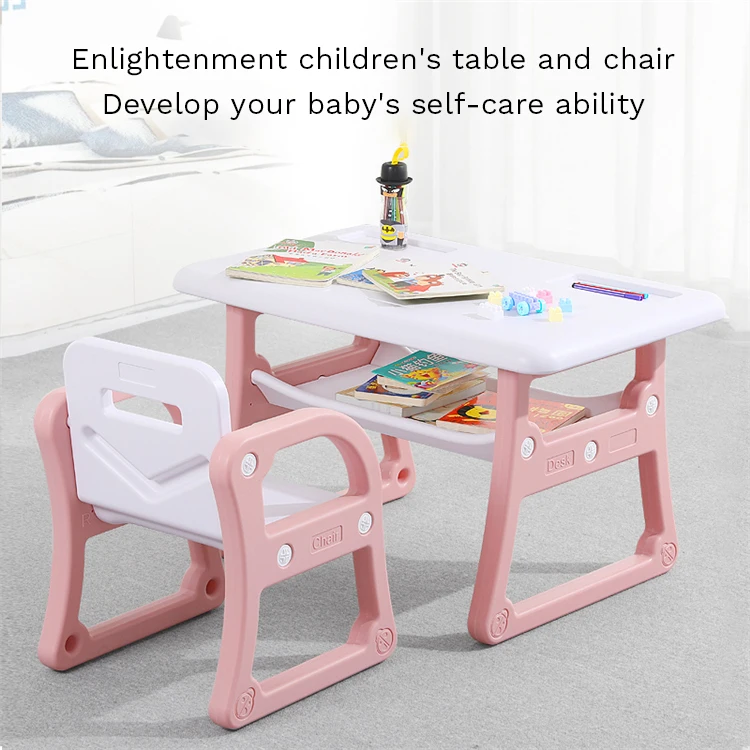 Kindergarten Children Plastic Desk Chair Indoor Kids Study Table and Chair Set Multifunction Baby High Chair Plastic PE