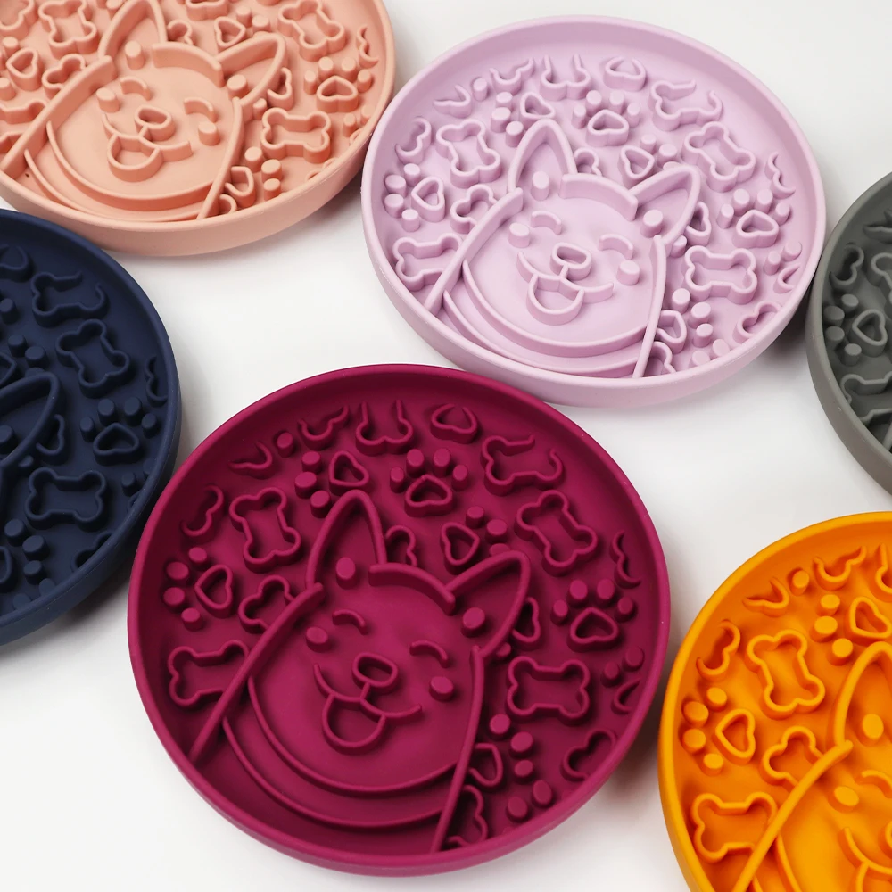 Factory Custom Portable Non Spill Pet Feeding Food Water Dog Bowl Silicone Dog Slow Feeder Bowl