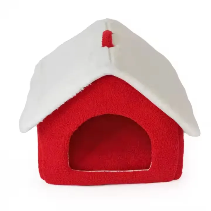 Wholesale removable cat bed house semi-enclosed pet dog cat New design pet bed christmas pet cat bed house