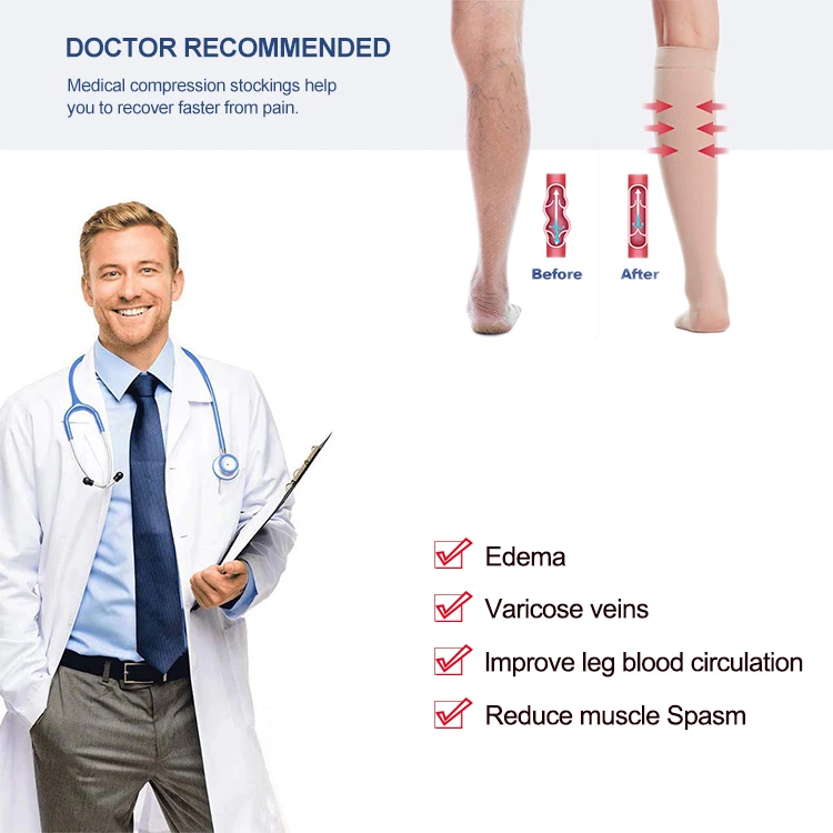 Enerup custom nylon black flesh-colored unisex socks Antibacterial 15-20mmhg calf socks compression socks medical