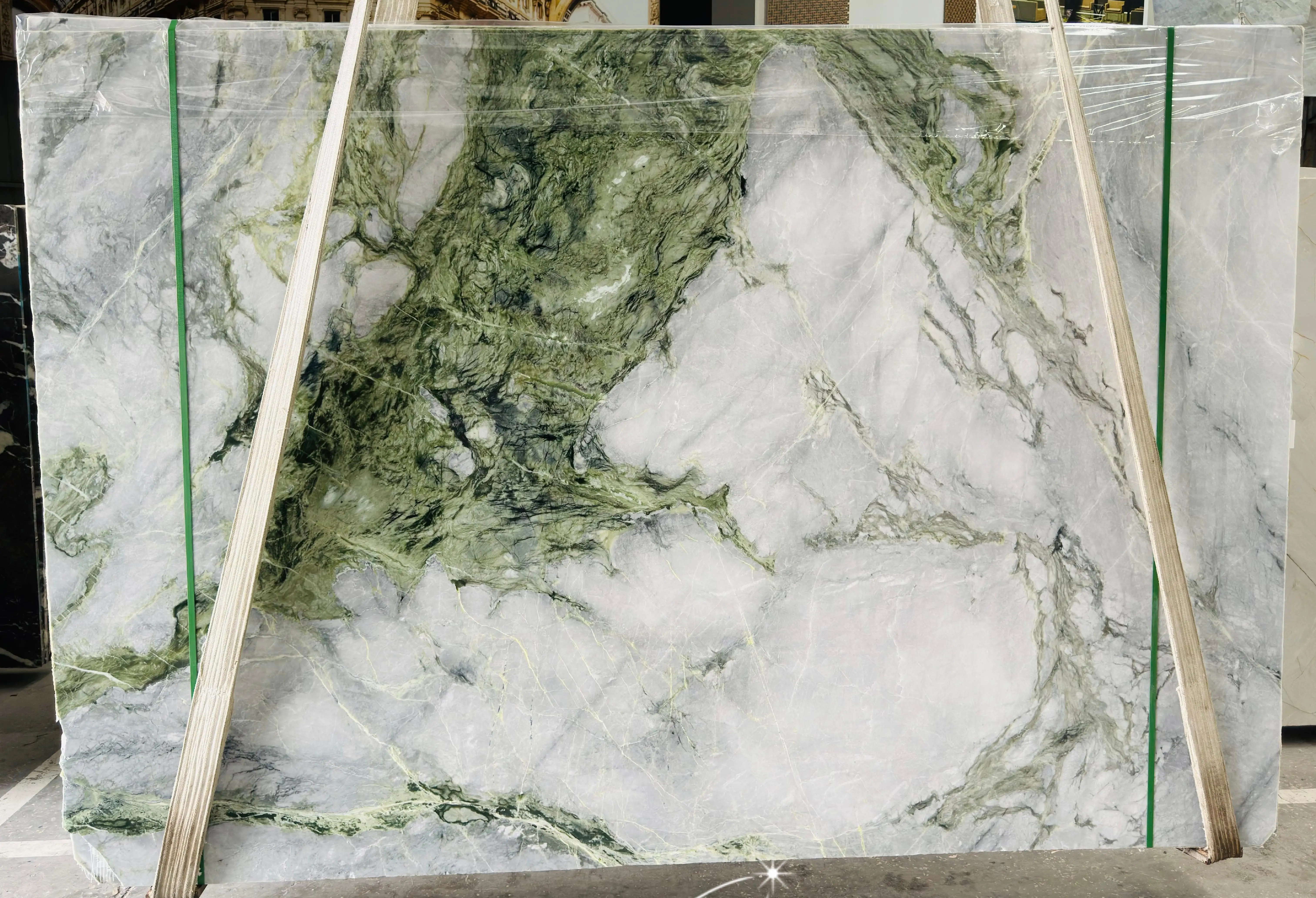 Natural marble stone polished slab Jade green marble  slab tile for interior decoration